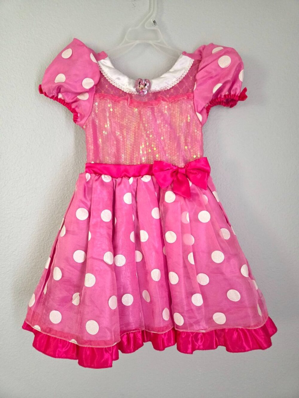 Disney Store Minnie Mouse Pink Polka Dot Costume Dress Girls Size 5/6